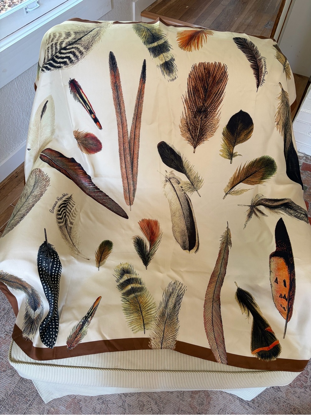 Banana Republic large Feather Print silk scarf